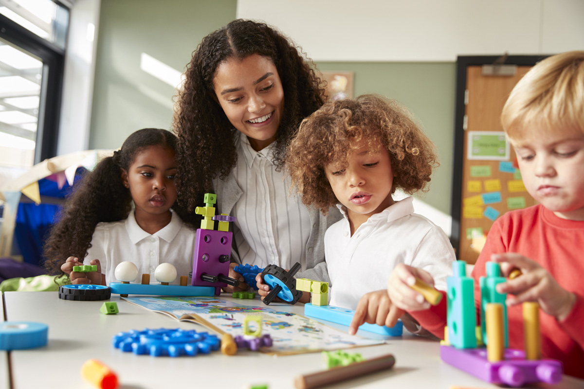 Teacher with students