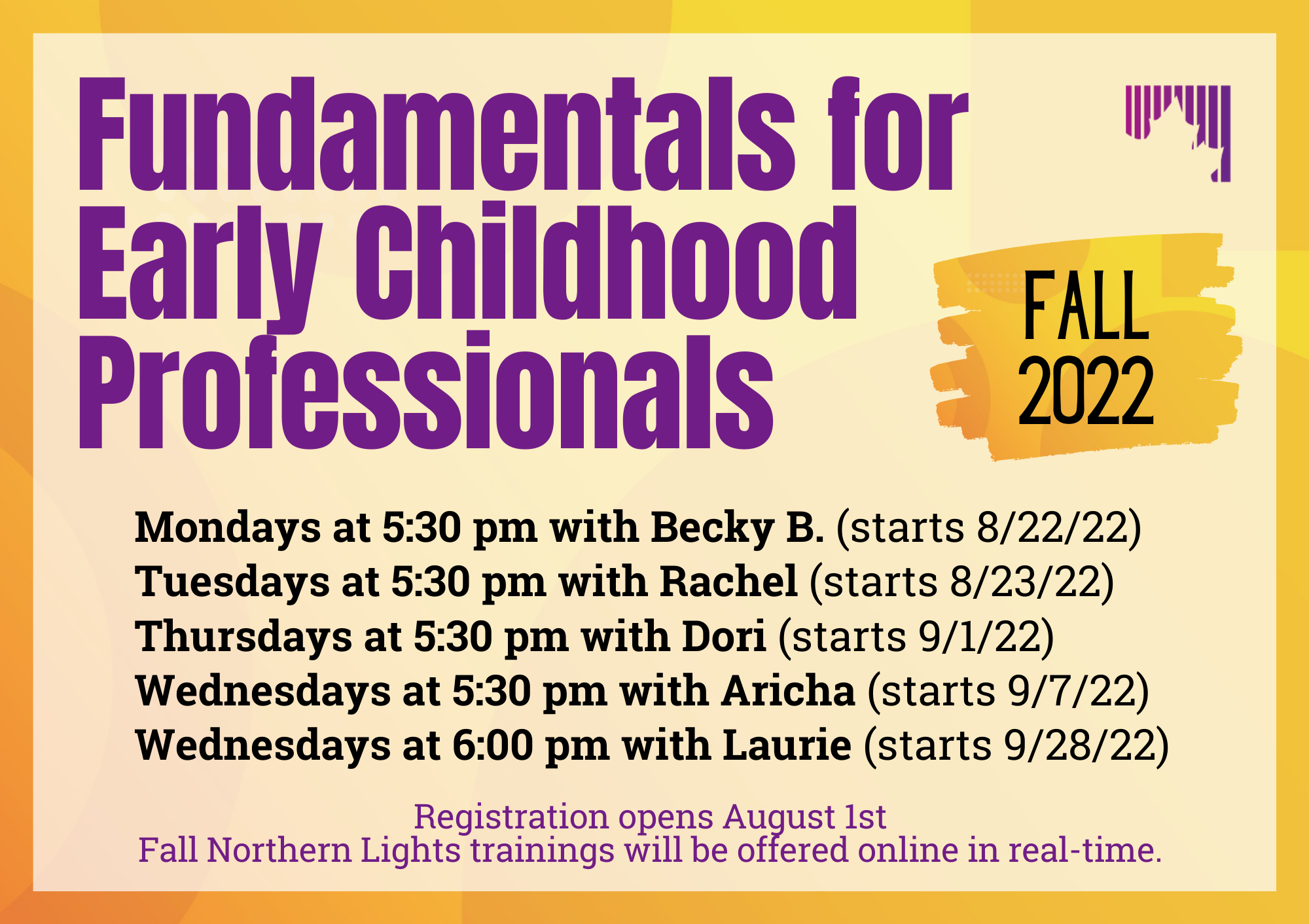 Save the Date Fall Fundamentals Northern Lights at CCV